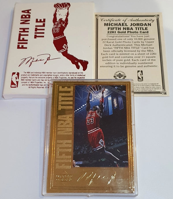 1997 Upper Deck Michael Jordan 22KT GOLD Fifth NBA Title - Box & COA