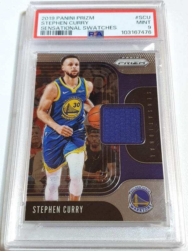 2019 Panini Prizm Stephen Curry #PATCH Game Worn Blue Jersey - PSA 9 (Low POP)