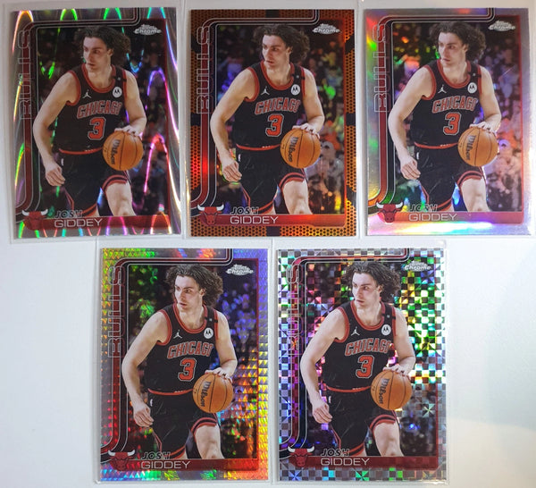 Lot of 5 x 2025 Topps Chrome Josh Giddey #48 REFRACTORS Holo Variants Silver
