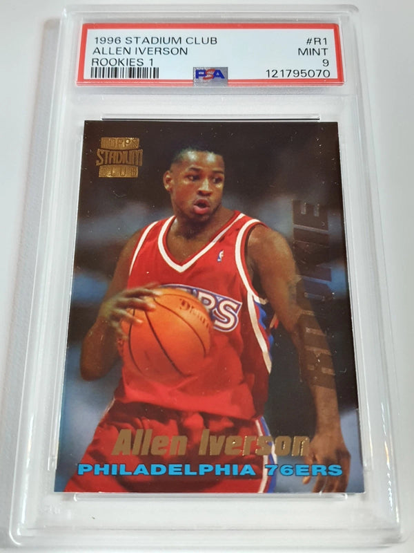 1996 Topps Stadium Club Allen Iverson Rookie #R1 Rookies 1 RC - PSA 9 (Low POP)