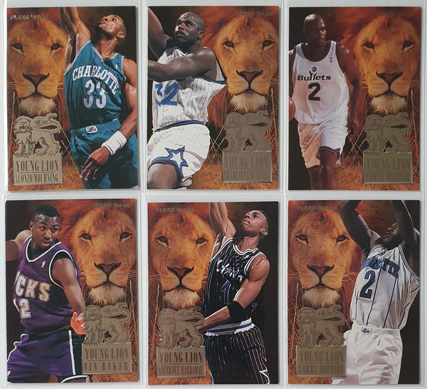 1994 Fleer Young Lion Complete 6 Cards Set - Shaq Penny Zo LJ CWeb