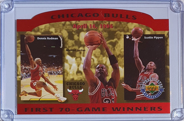 1996 Upper Deck Chicago Bulls 70 Game Winners /14300 Die Cut - Jordan Rodman