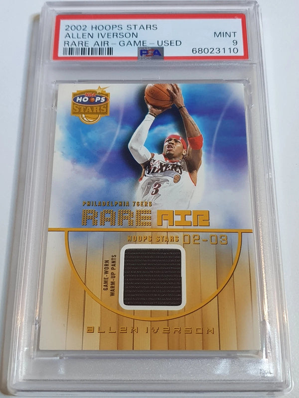 2002 NBA Hoops Stars Allen Iverson #PATCH Game Worn Jersey - PSA 9 (POP 2)