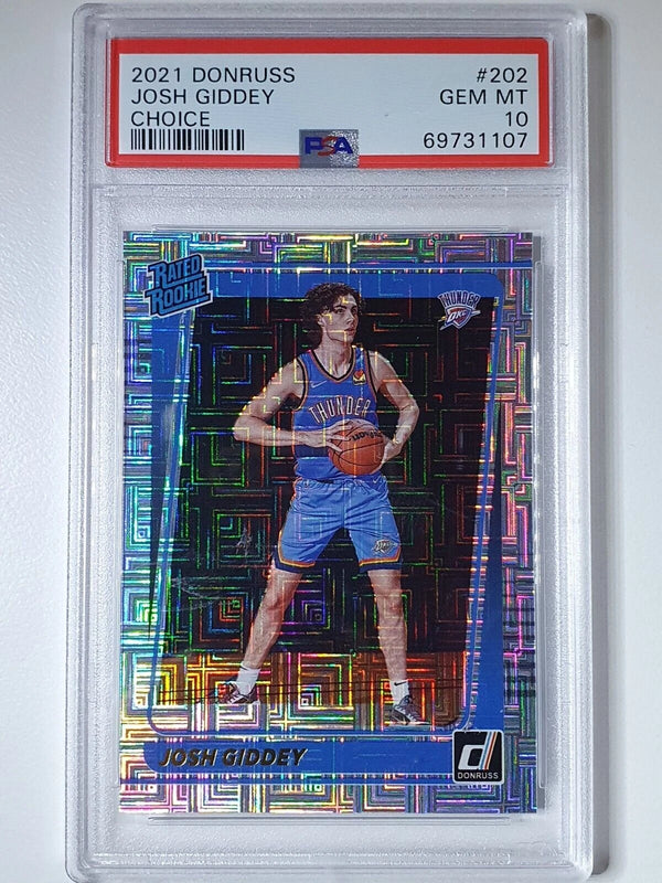2021 Panini Donruss Josh Giddey Rookie #202 CHOICE PRIZM RC - PSA 10 (LOW POP)