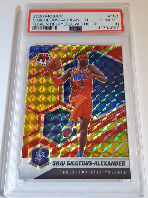 2020 Mosaic Shai Gilgeous-Alexander #103 FUSION RED YELLOW CHOICE /88 - PSA 10