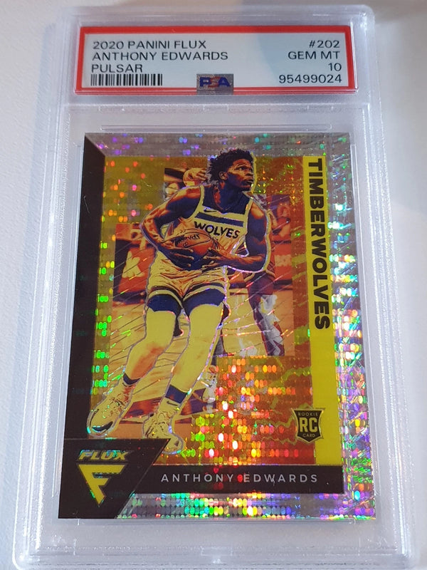 2020 Panini Flux Anthony Edwards Rookie #202 PULSAR Holo RC - PSA 10 (Low POP)