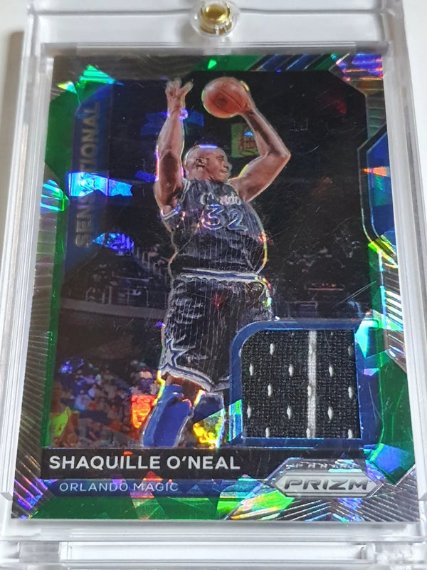 2020 Prizm Shaquille O'Neal #PATCH GREEN CRACKED ICE /56 Game Worn Jersey - Rare