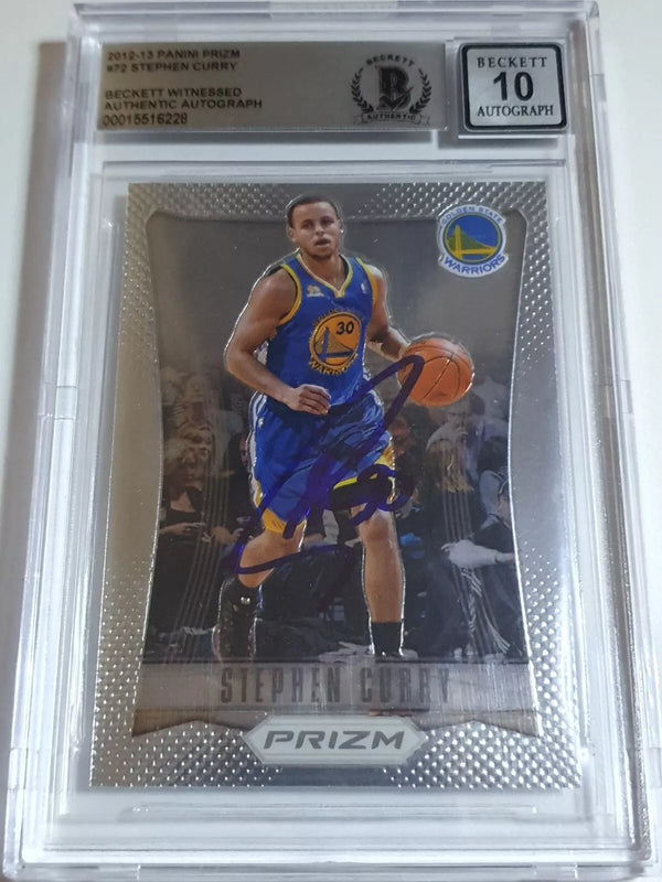 2012 Panini Prizm Stephen Curry Blue Ink On Card Autograph - BGS 10 Auto