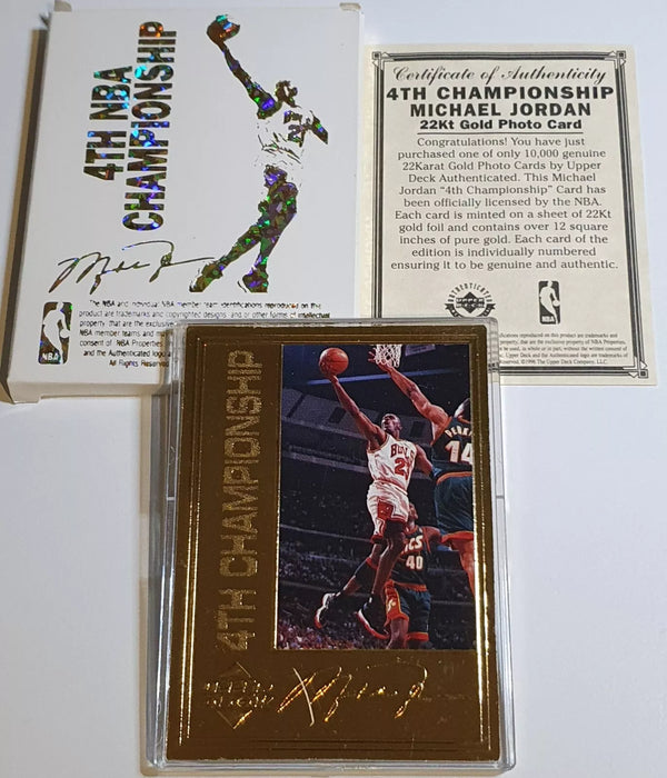 1996 Upper Deck Michael Jordan 22K GOLD CARD /10000 4th NBA Championship - Rare