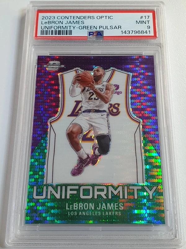 2023 Contenders Optic LeBron James #17 GREEN PULSAR /25 Holo - PSA 9 (POP 2)