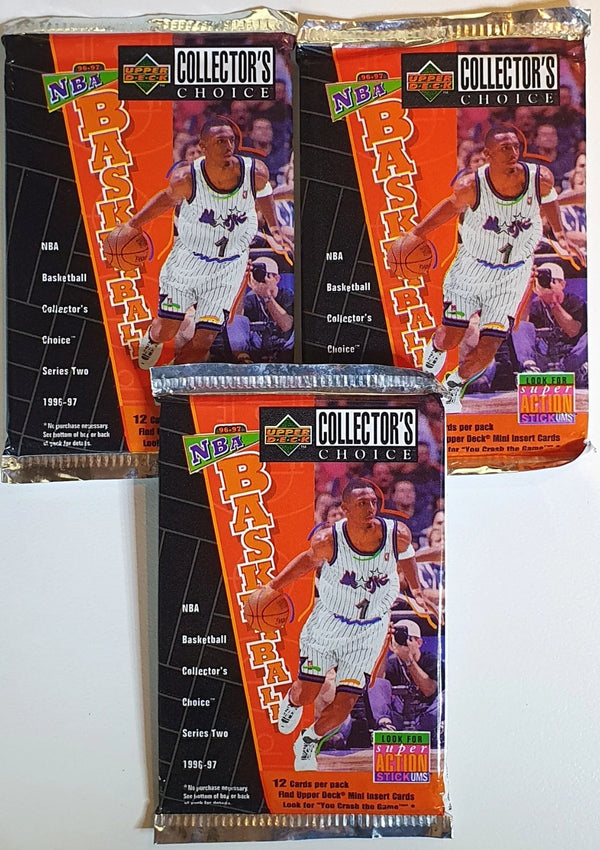 Lot of 3 x 1996 UD Collector's Choice Basketball Series 2 Pack - Pull Kobe RC?