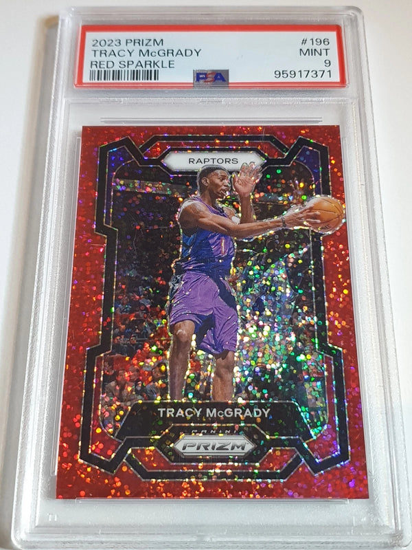 2023 Panini Prizm Tracy McGrady #196 RED SPARKLE Holo - PSA 9 (POP 3)