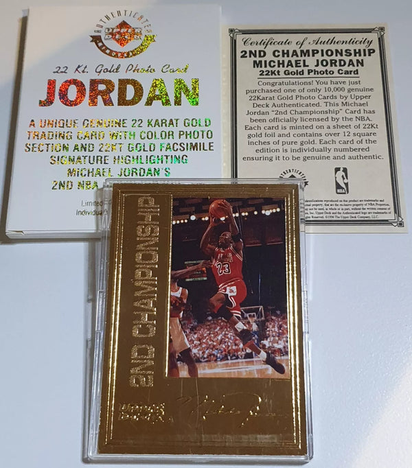 1996 Upper Deck Michael Jordan 22K GOLD CARD /10000 2nd Championship - Rare