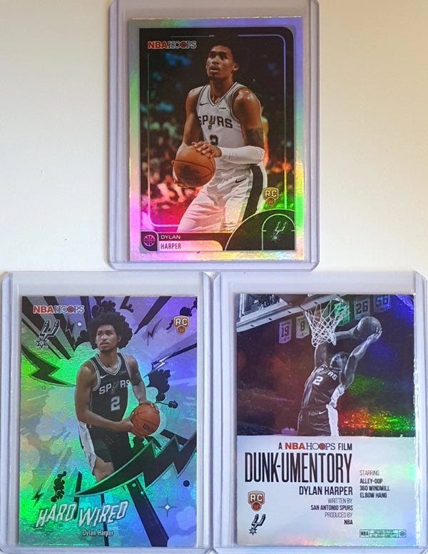 2025 Topps NBA Hoops Dylan Harper Lot of 3 x Rookie HOLO RCs #7 #HW-22 #D-12