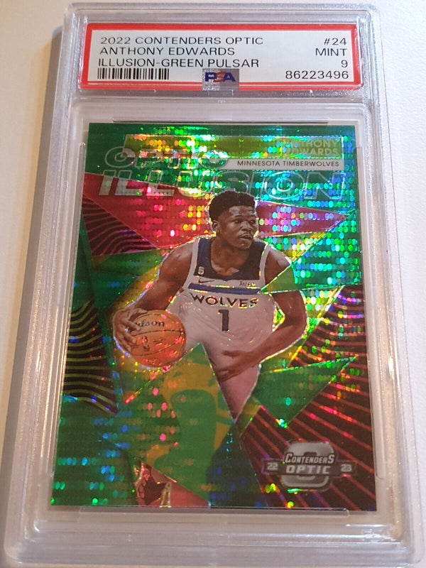 2022 Contenders Optic Anthony Edwards #24 GREEN PULSAR /25 Holo - PSA 9 (POP 1)