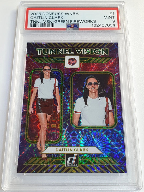 2025 Donruss WNBA Caitlin Clark #1 GREEN FIREWORKS /399 Holo - PSA 9 (POP 8)