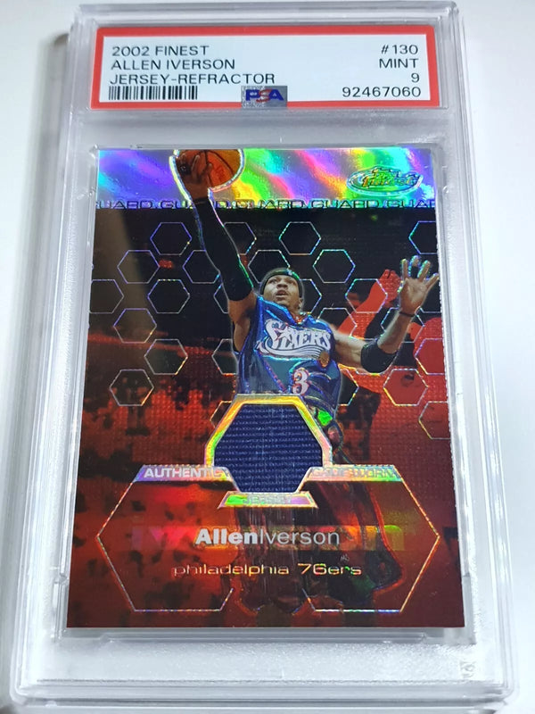 2002 Finest Allen Iverson #PATCH REFRACTOR /250 Game Worn Jersey - PSA 9 (POP 5)