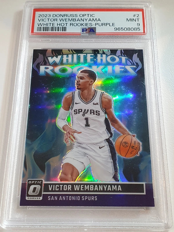 2023 Donruss Optic Victor Wembanyama #2 PURPLE Holo White Hot Rookie RC - PSA 9