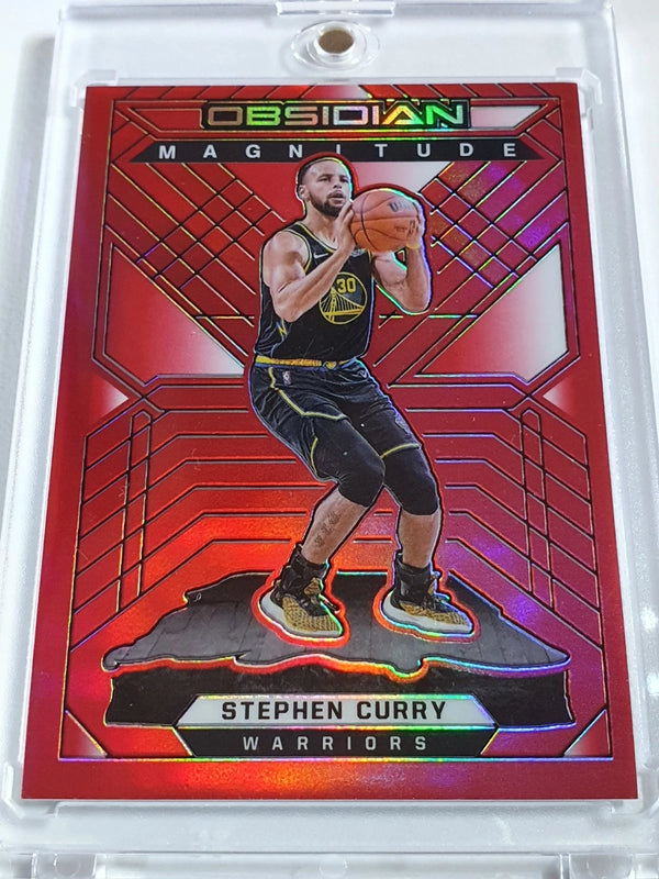 2021 Panini Obsidian Stephen Curry #30 RED FLOOD Holo Magnitude - Ready to Grade