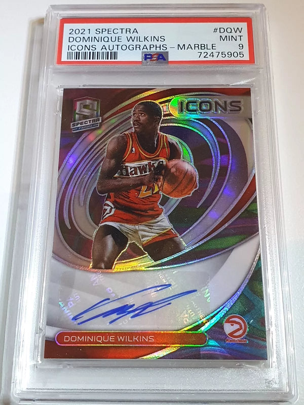 2021 Spectra Dominique Wilkins AUTO MARBLE 5/5 Icons Autographs - PSA 9 (POP 1)