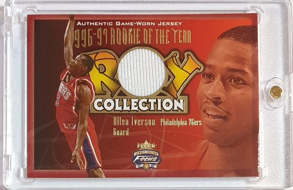 2001 Fleer Focus Jersey Edition Allen Iverson #PATCH Game Worn Jersey - Rare