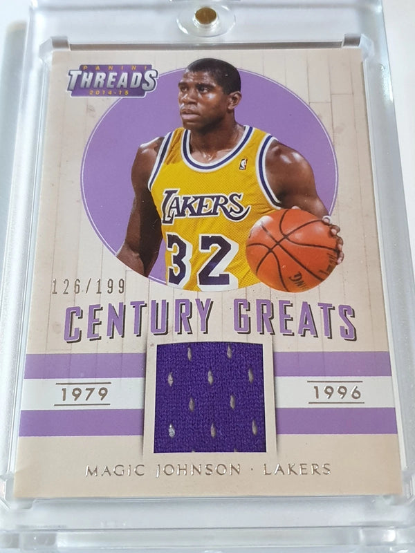 2014 Panini Threads Magic Johnson #PATCH /199 Game Worn Jersey - Ready to Grade