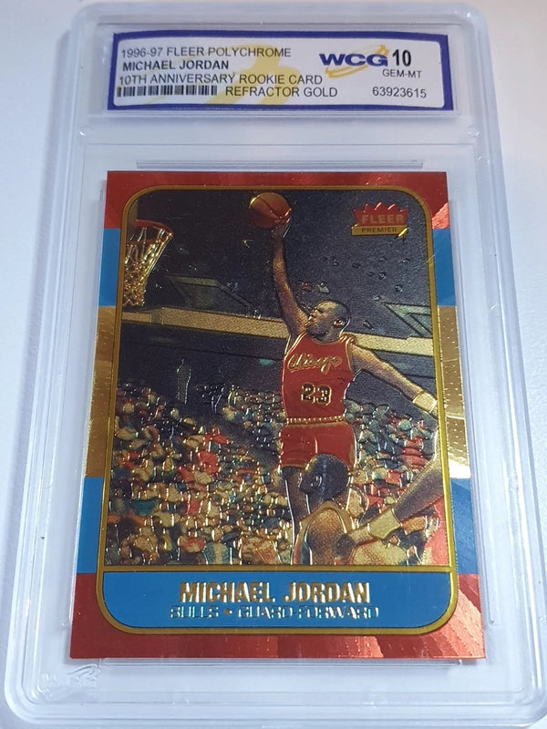 1996 Fleer Michael Jordan REFRACTOR GOLD 10th Anniversary Rookie - Gem Mint 10
