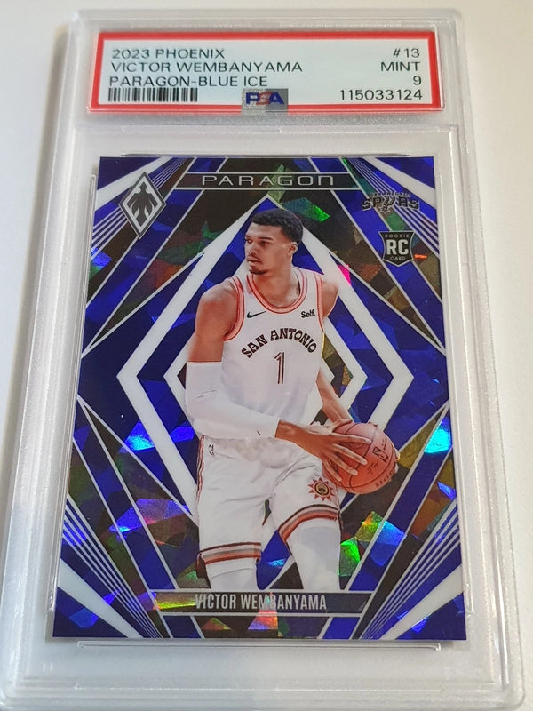2023 Panini Phoenix Victor Wembanyama #13 BLUE ICE Holo Paragon - PSA 9