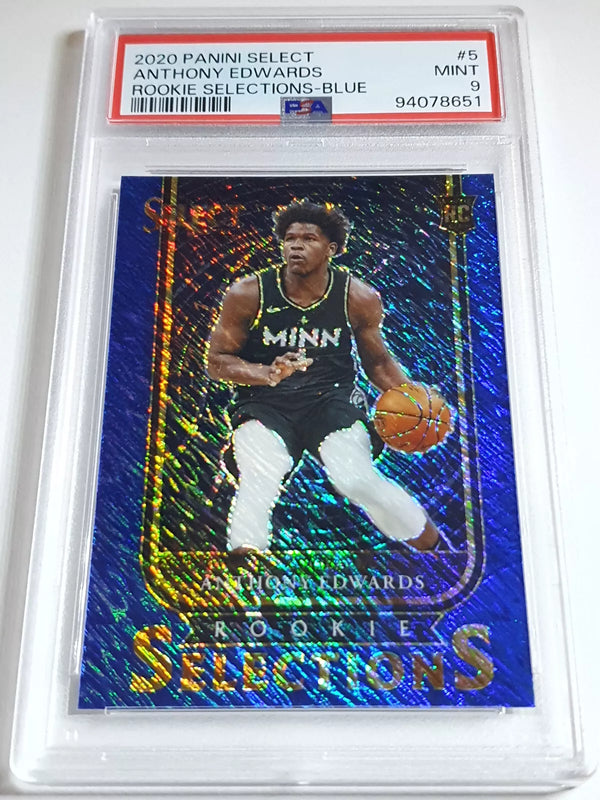 2020 Select Anthony Edwards Rookie Selections BLUE Shimmer RC Holo - PSA 9