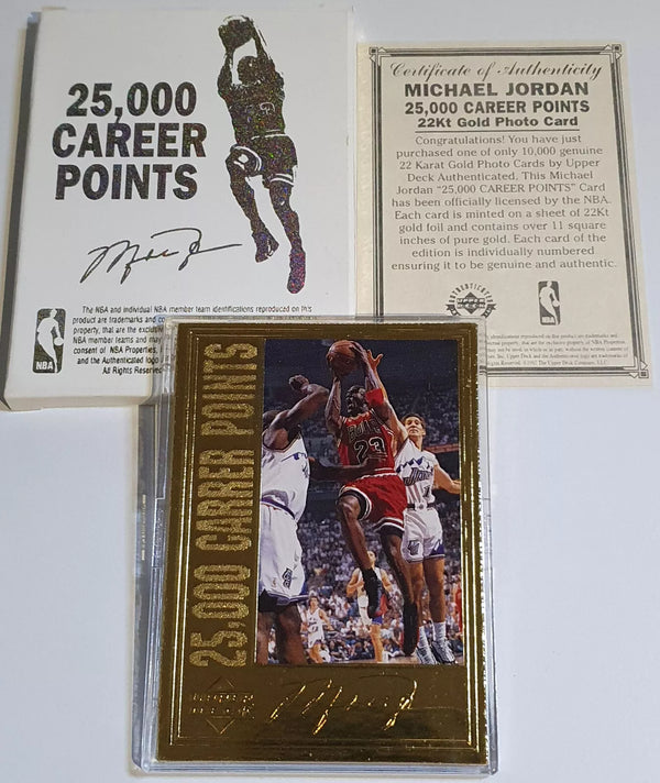 1997 Upper Deck Michael Jordan 22K GOLD CARD /10000 25K Career Points - Box/COA