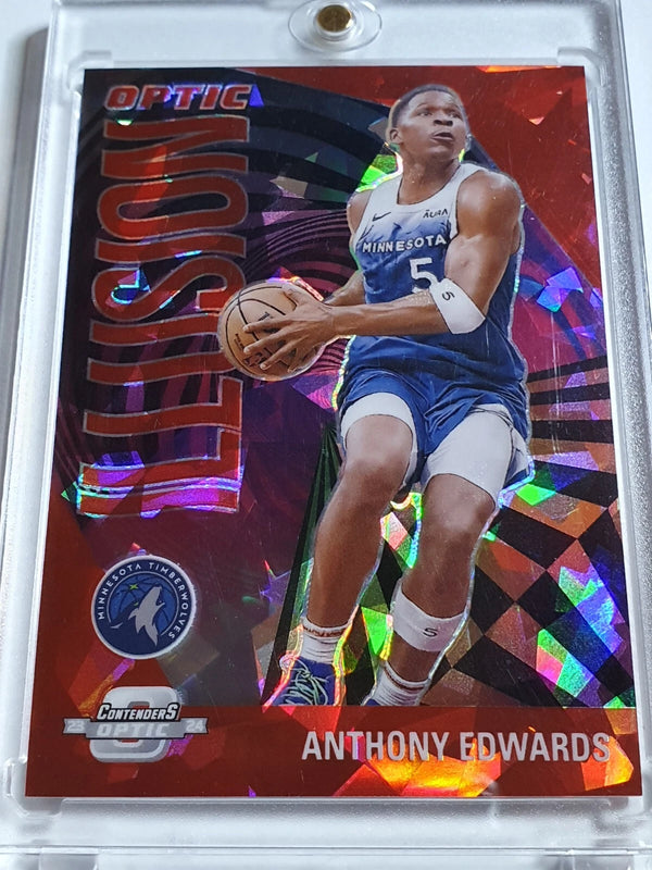 2023 Panini Contenders Optic Anthony Edwards #19 RED CRACKED ICE /175 Holo