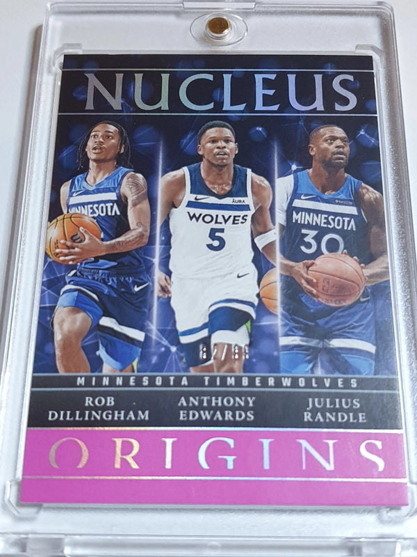 2024 Origins Anthony Edwards Rob Dillingham (RC) & Randle #21 PINK /99 Edition