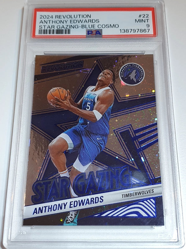 2024 Panini Revolution Anthony Edwards #22 BLUE COSMO /285 Holo - PSA 9 (POP 3)