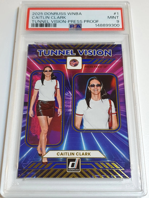 2025 Donruss WNBA Caitlin Clark #1 PRESS PROOF Tunnel Vision - PSA 9 (POP 14)