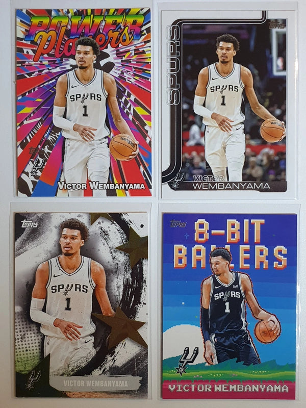 Lot of 4 x 2025 Topps Basketball Victor Wembanyama #8B4 #195 #PP15 #SA11 - Rare