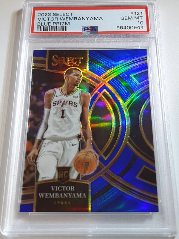 2023 Panini Select Victor Wembanyama Rookie #121 BLUE PRIZM HOLO - PSA 10