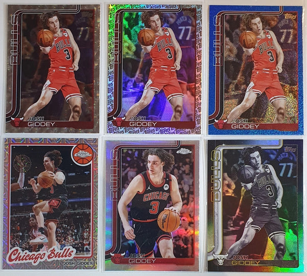 Lot of 6 x 2025 Topps Josh Giddey (Bulls) Holos Refractors Variants Silver