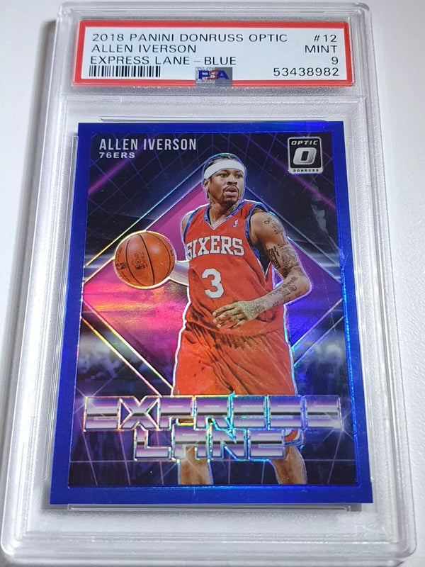 2018 Donruss Optic Allen Iverson #12 BLUE 85/85 HOLO - PSA 9 (POP 3)