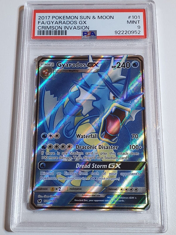 2017 Pokemon Gyarados GX 101/111 Full Art HOLO Crimson Invasion - PSA 9