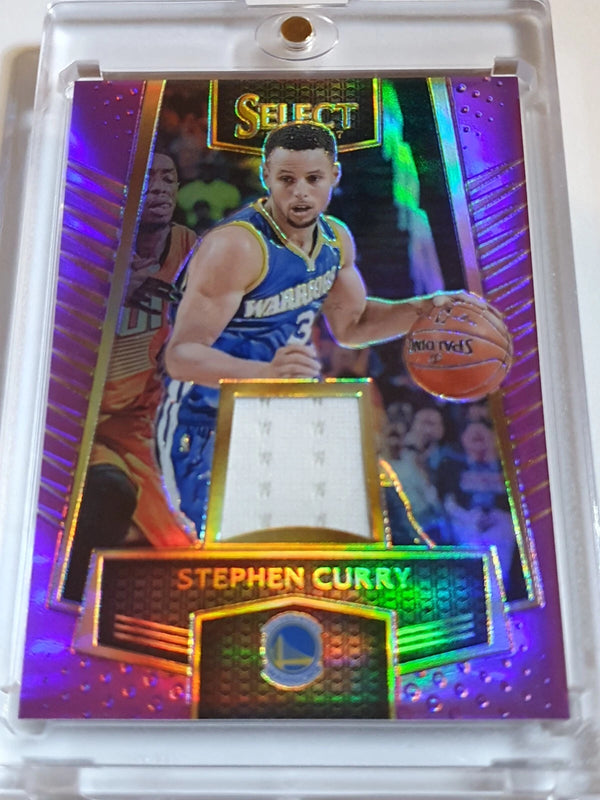 2016 Panini Select Stephen Curry #PATCH PURPLE /99 Prizm Game Worn Jersey - Rare