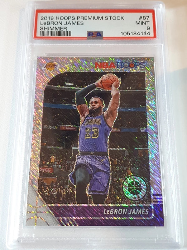 2019 NBA Hoops Premium Stock LeBron James #87 SHIMMER Holo - PSA 9 (POP 2)