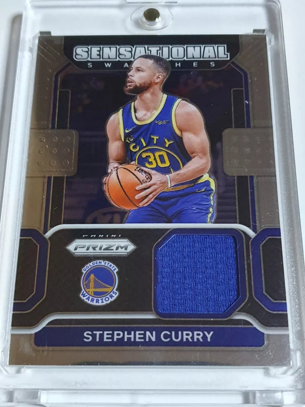 2021 Panini Prizm Stephen Curry #PATCH Game Worn Blue Jersey - Ready for Grading