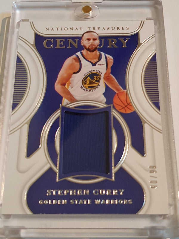 2021 Panini National Treasures Stephen Curry #PATCH /99 Game Worn Jersey - Rare