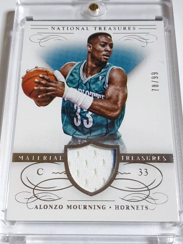 2013 National Treasures Alonzo Mourning #PATCH /99 Game Worn Jersey - Rare