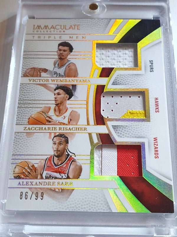 2024 Immaculate Victor Wembanyama Risacher Sarr RC #PATCH /99 Triple Jerseys