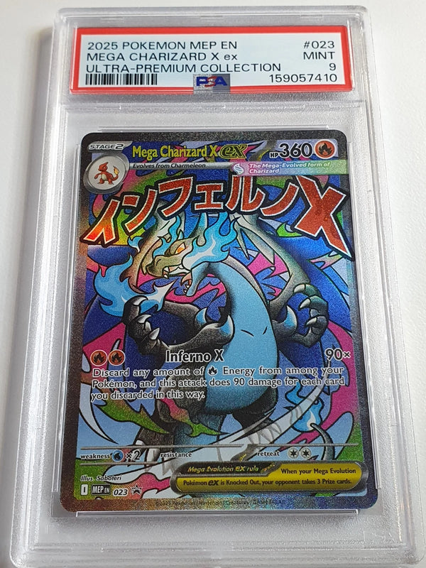 2025 Pokemon Mega Charizard X ex #023 MEP EN Ultra Premium Collection - PSA 9