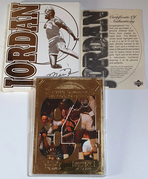 1998 Upper Deck Michael Jordan 22KT Gold Card 1984 Summer in Los Angeles - Rare