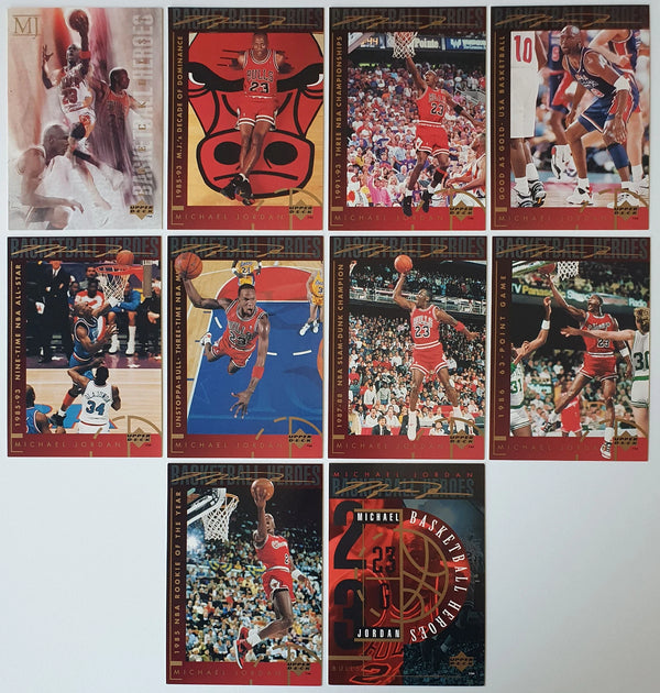 1994 Upper Deck Michael Jordan Basketball Heroes (Complete 10 Cards Set) - Rare