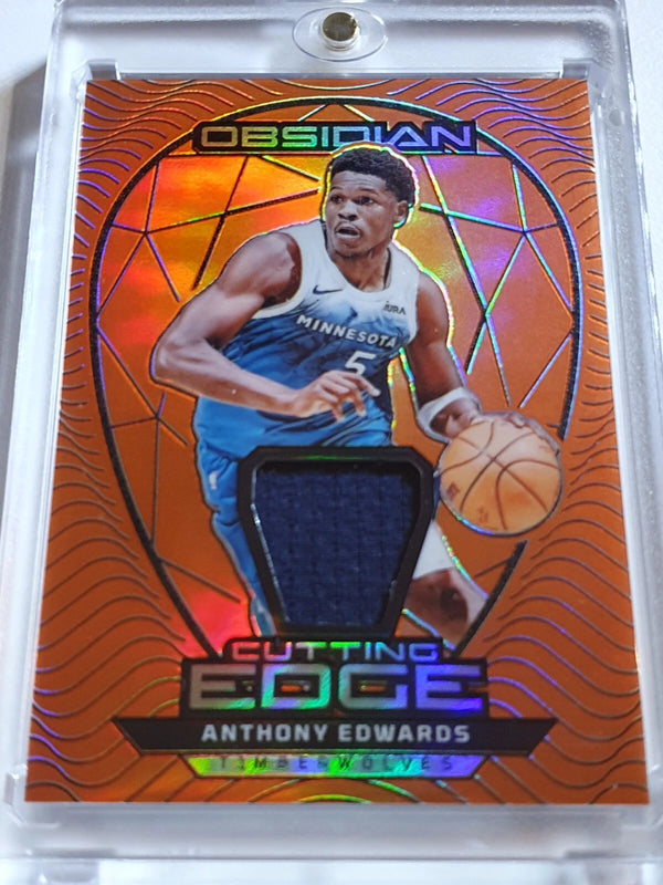 2023 Obsidian Anthony Edwards #PATCH ORANGE FLOOD /99 Game Worn Jersey - Rare