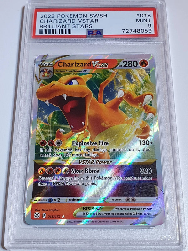 2022 Pokemon Charizard VSTAR 018/172 Full Art Brilliant Stars - PSA 9